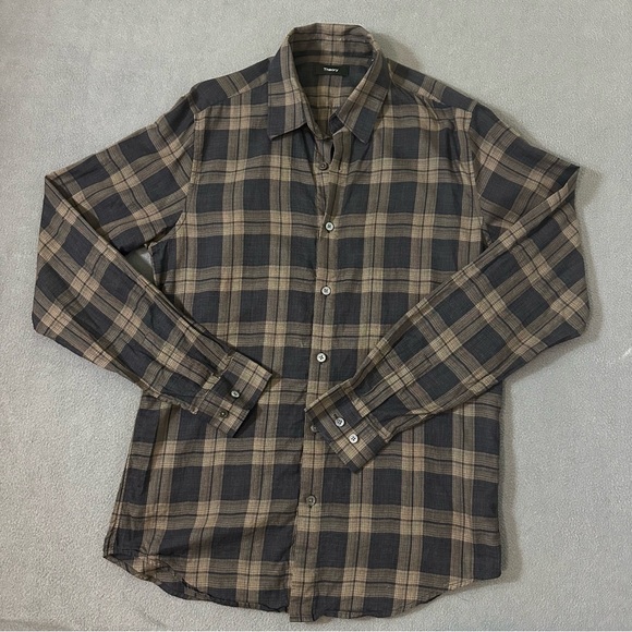 Theory Long Sleeve Button Up Cotton Lightweight Shirt Mens Small - Picture 1 of 7